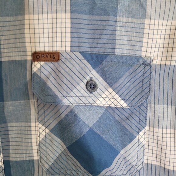 Orvis Short Sleeve Shirt Mens XXL Blue Plaid Button Up Fishing Breathable Casual - Picture 7 of 8